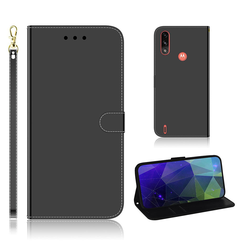 Mirror Motorola Moto E7 Power flip Hoesje - Zwart