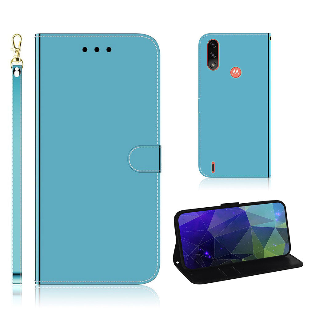 Mirror Motorola Moto E7 Power flip Hoesje - Blauw
