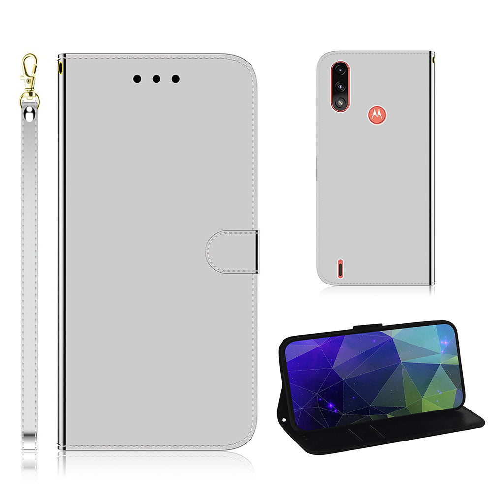 Mirror Motorola Moto E7 Power flip Hoesje - Zilver