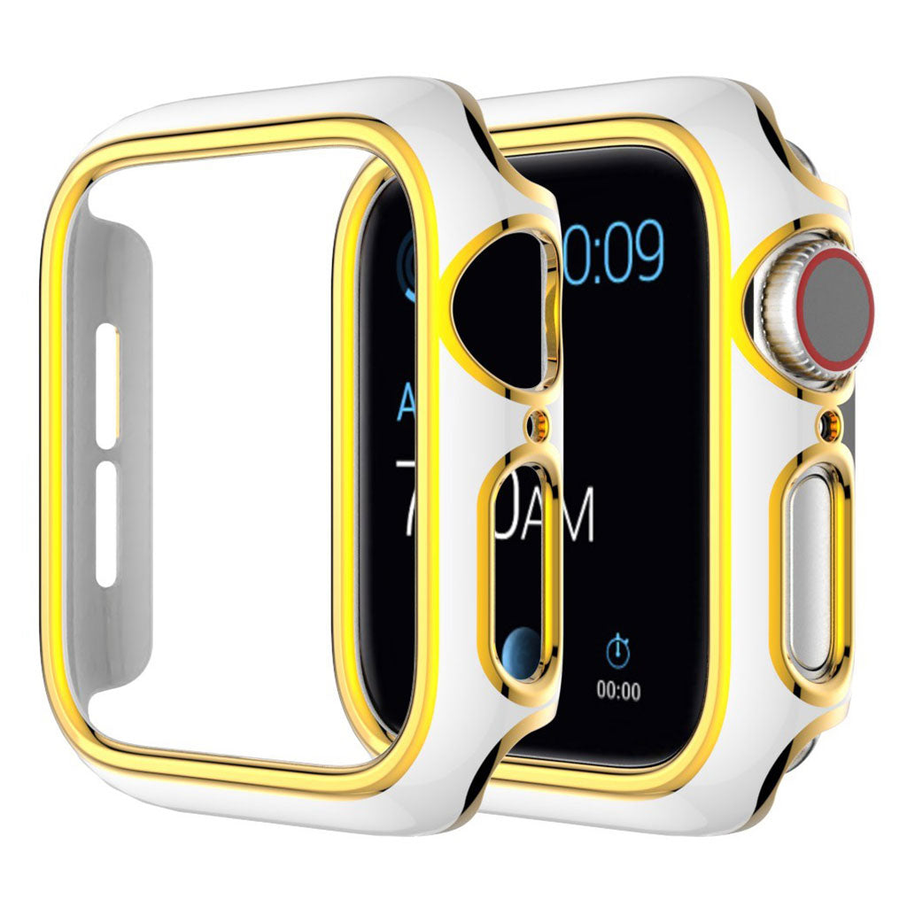 Glanzend gekleurd versieringsdeksel voor Apple Watch Series 3/2/1 38mm - Wit/Goud