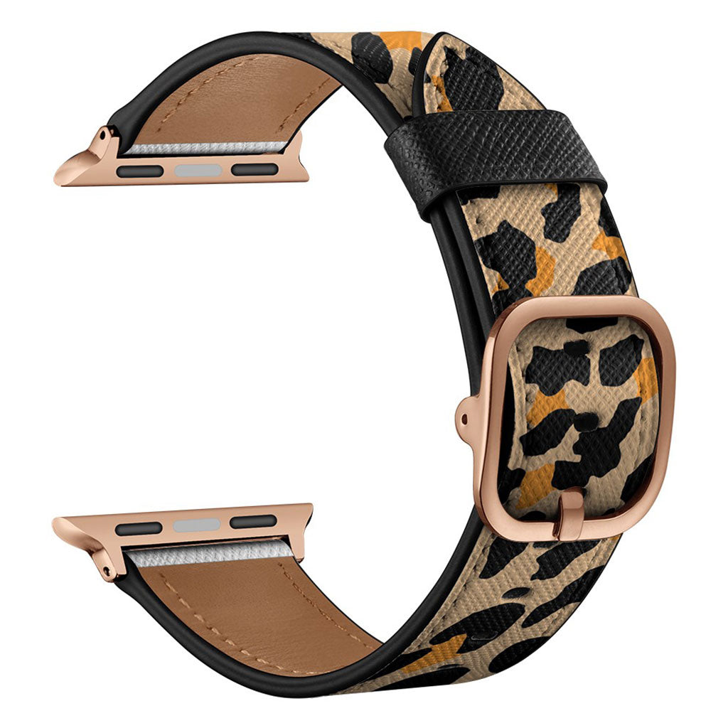 Apple Watch Series 6 / 5 40mm stijlvolle lederen horlogeband - Gele Luipaardprint
