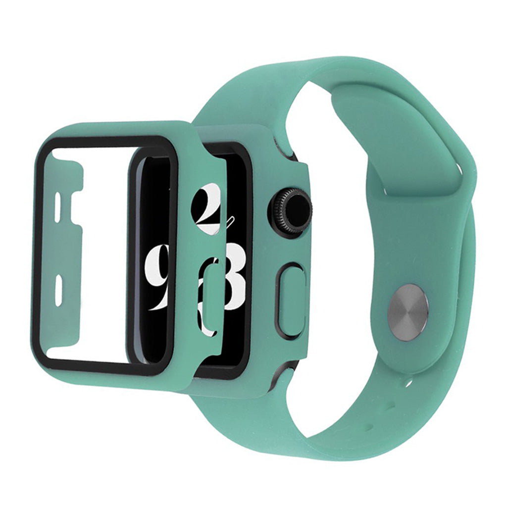 Apple Watch Series 6 / 5 40mm hoesje met gehard glas + horlogebandje - Groen
