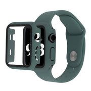 Apple Watch Series 6 / 5 40mm hoesje met gehard glas + horlogebandje - Donkergroen