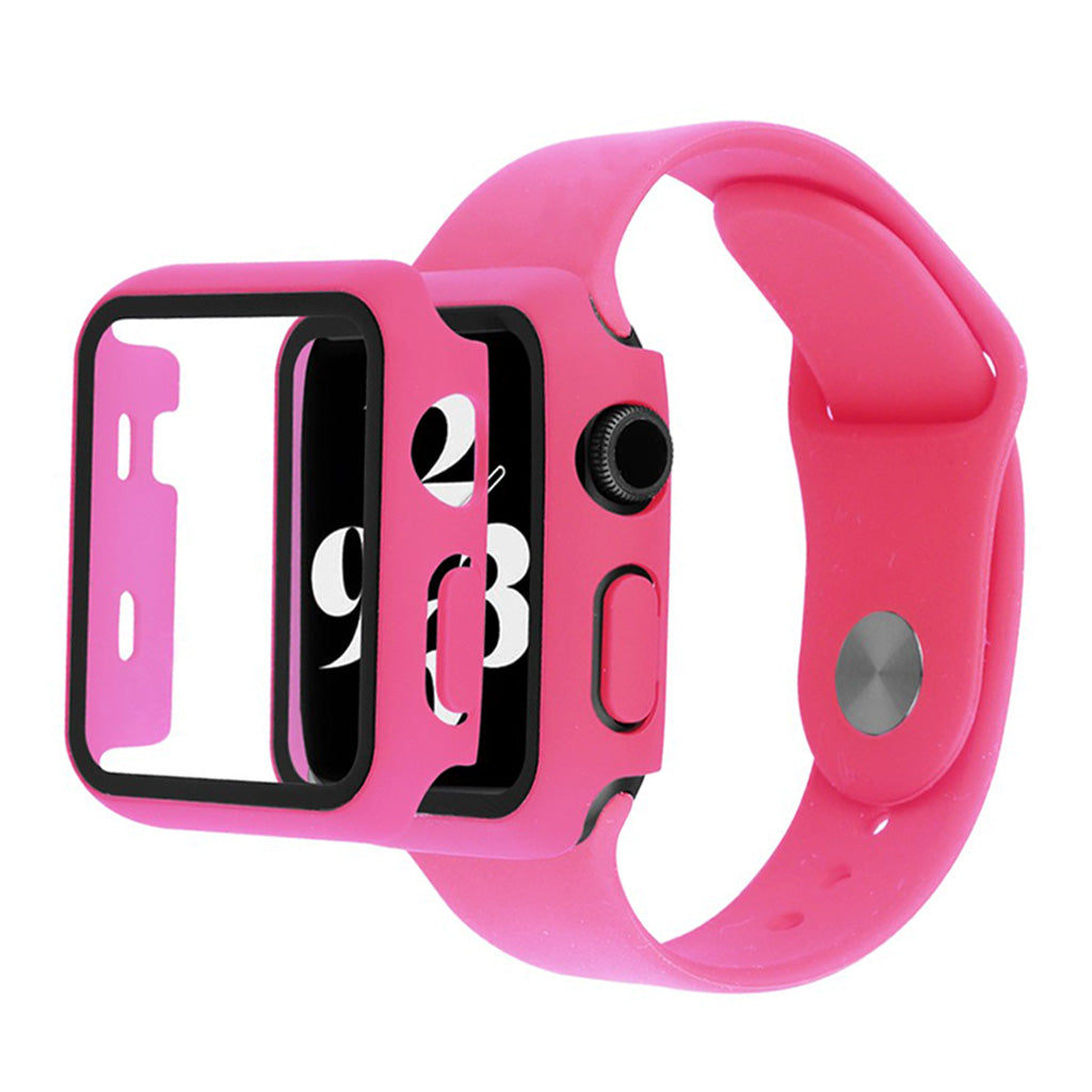 Apple Watch Series 6 / 5 40mm hoesje met gehard glas + horlogebandje - Rose