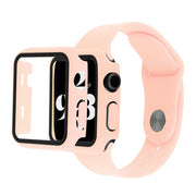 Apple Watch Series 6 / 5 40mm hoesje met gehard glas + horlogebandje - Licht Roze