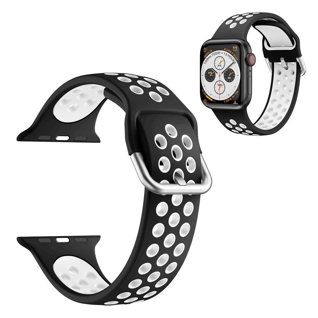 Dual color siliconenn armband voor Apple Watch Series 6 / 5 40mm - Zwart / Wit