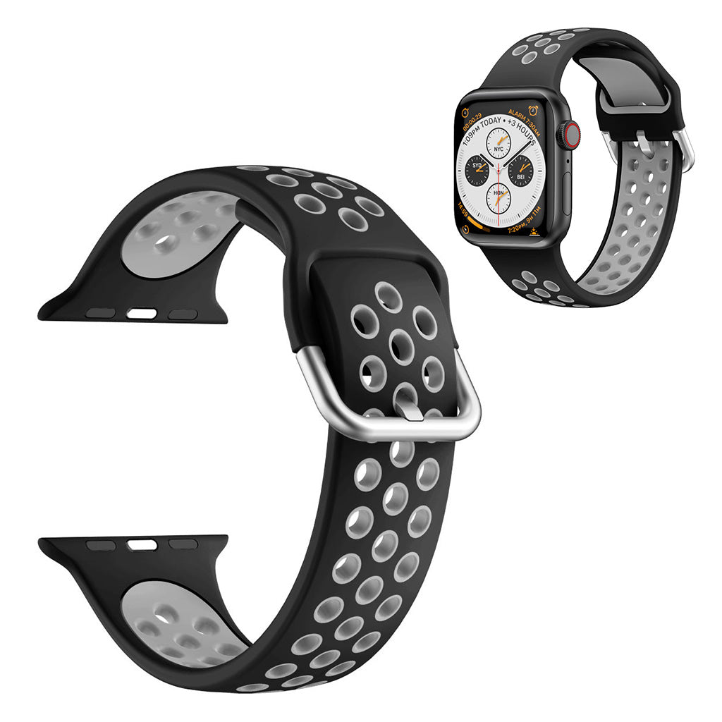 Dual color siliconenn armband voor Apple Watch Series 6 / 5 40mm - Zwart / Grijs