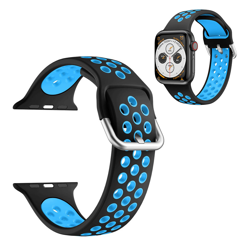 Dual color siliconenn armband voor Apple Watch Series 6 / 5 40mm - Zwart / Blauw
