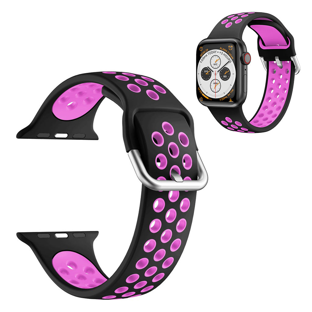 Dual color siliconenn armband voor Apple Watch Series 6 / 5 40mm - Zwart / Paars