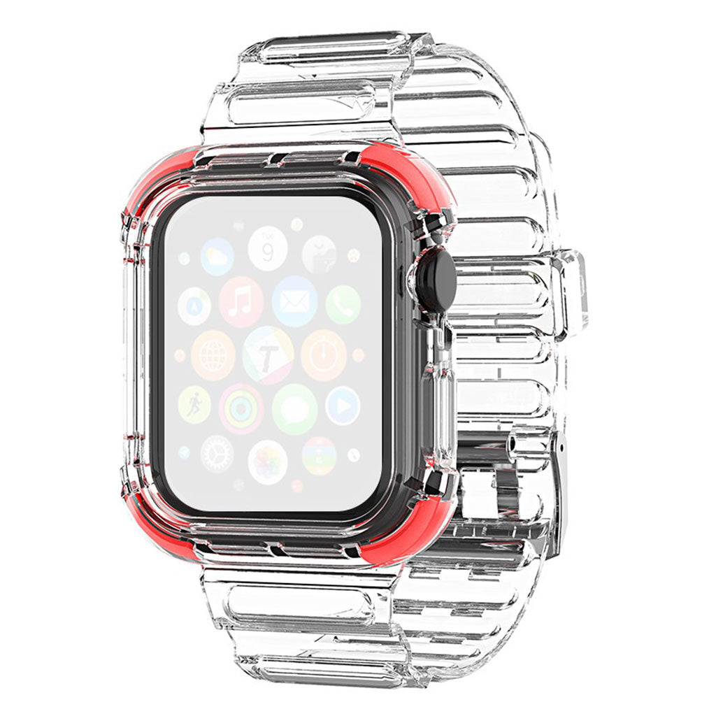 Apple Watch Series 6 / 5 40mm gekleurde rand doorzichtige stijl horlogeband - Rood