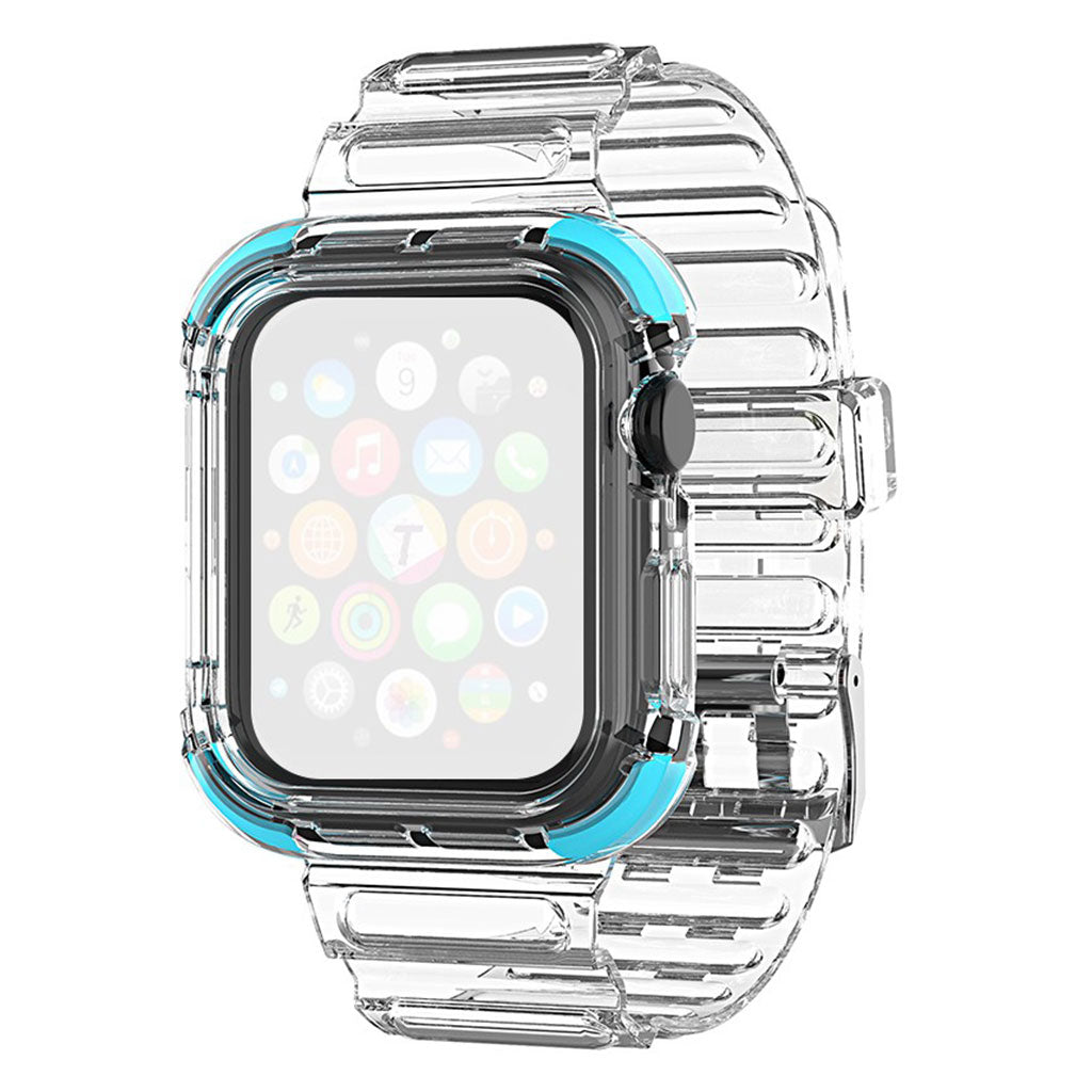 Apple Watch Series 6 / 5 40mm gekleurde rand doorzichtige stijl horlogeband - Blauw