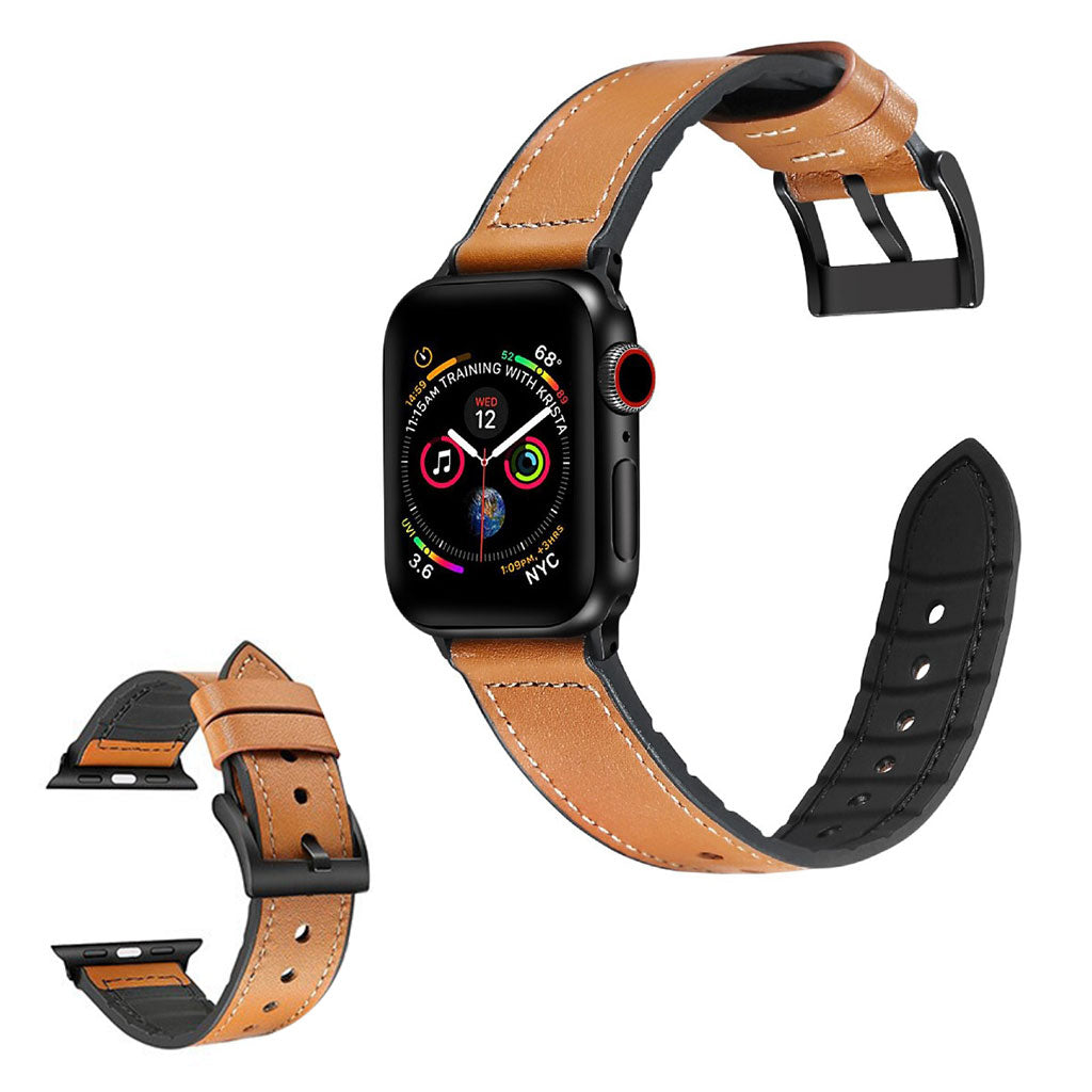 Apple Watch Series 6 / 5 40mm siliconenn + lederen armband - Bruin
