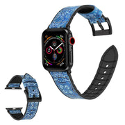 Apple Watch Series 6 / 5 40mm siliconenn + lederen armband met coating - Patroon Donkerblauw