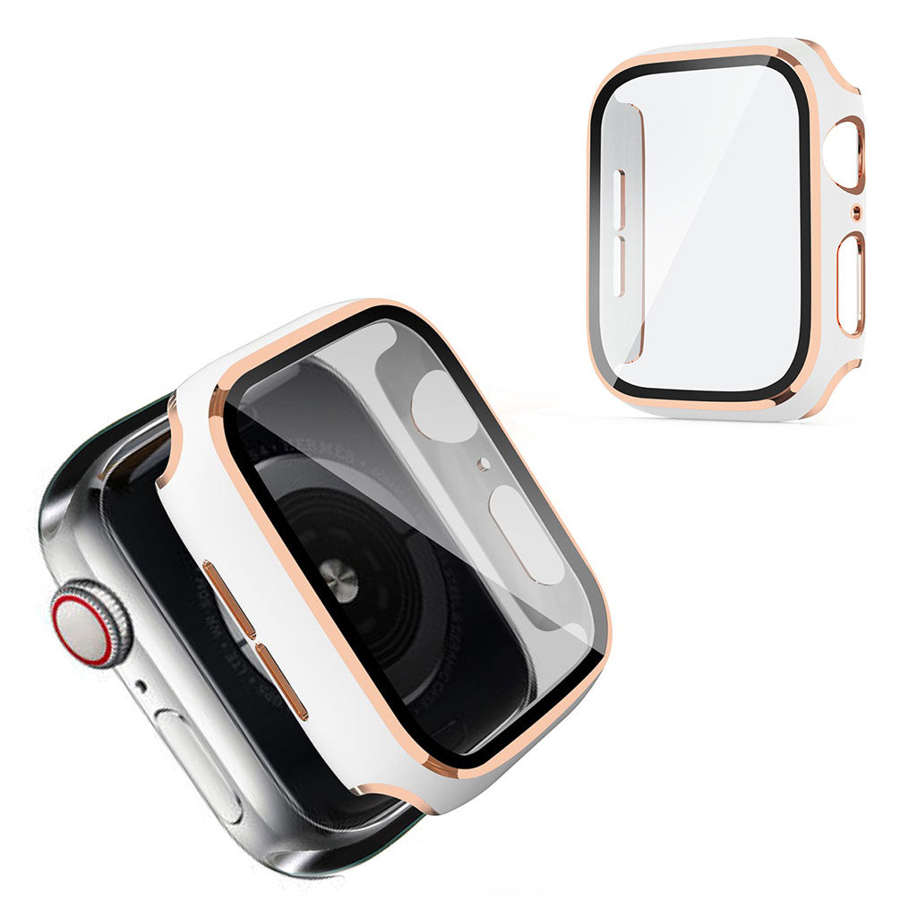 Apple Watch Series 6 / 5 40mm cool frame met gehard glas - Wit / Champagne