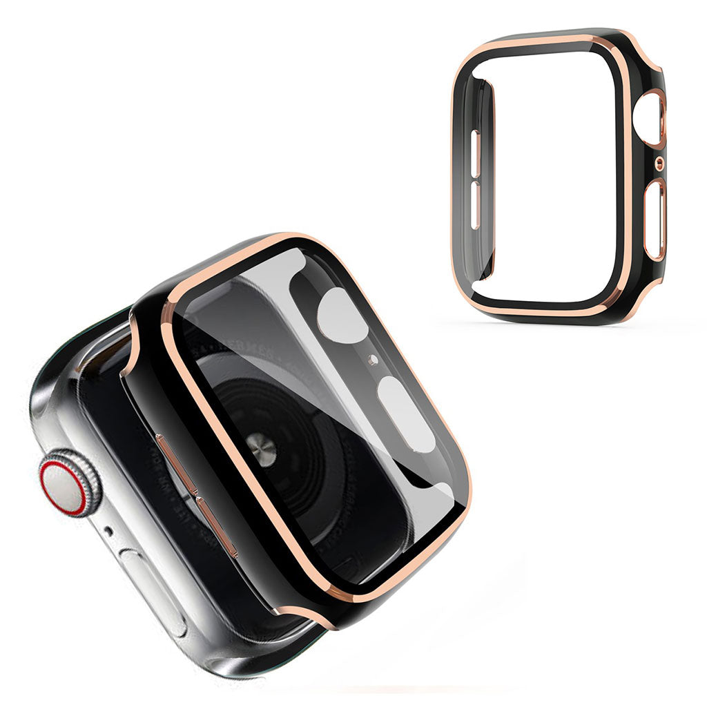 Apple Watch Series 6 / 5 40mm cool frame met gehard glas - Zwart / Champagne