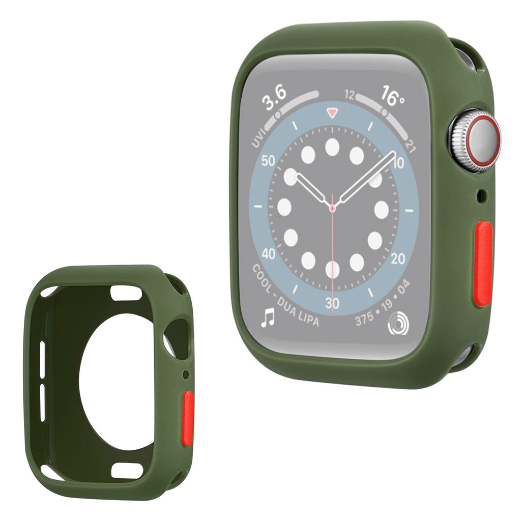 Apple Watch Series 6 / 5 40mm snoepjeskleur siliconenn frame - Legergroen / Rood