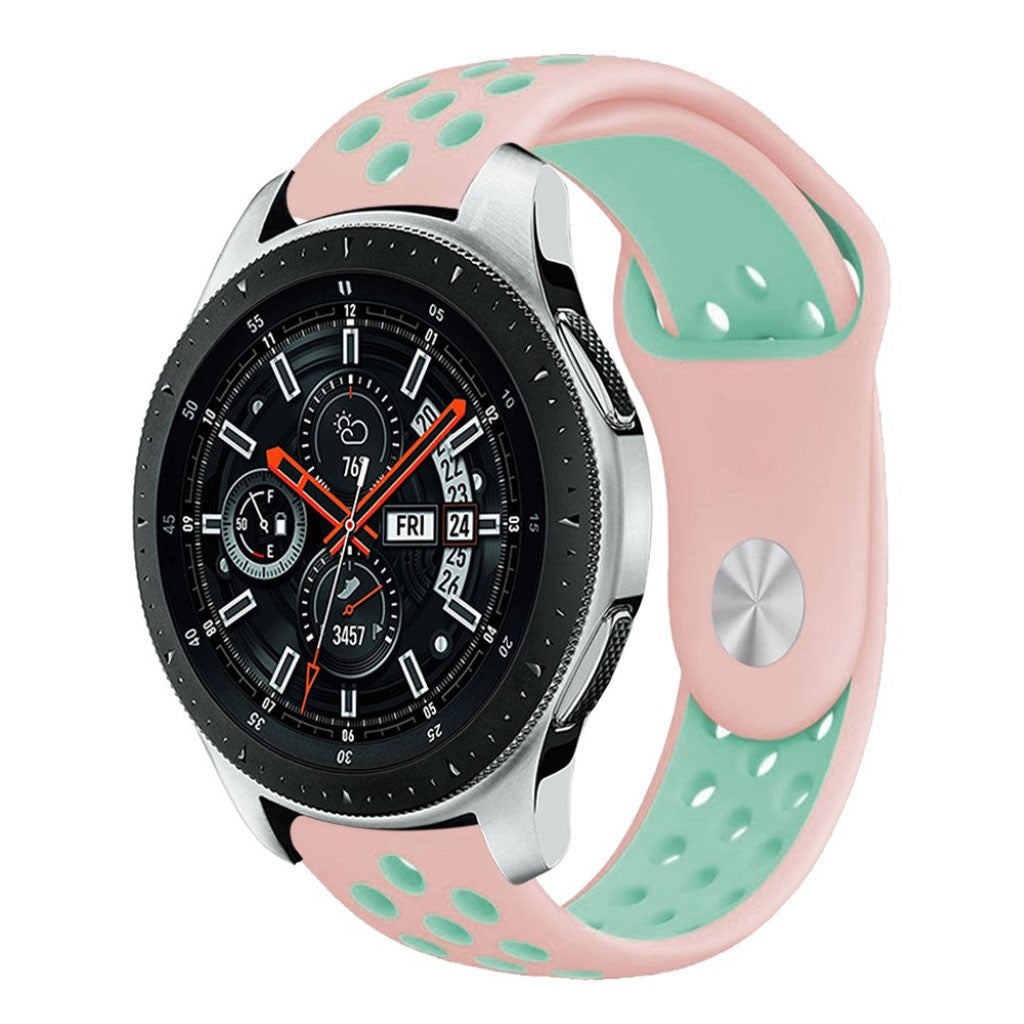 Samsung Galaxy Watch (46mm) Zachte Siliconen Hoesje Horlogeband - Roze / Cyan