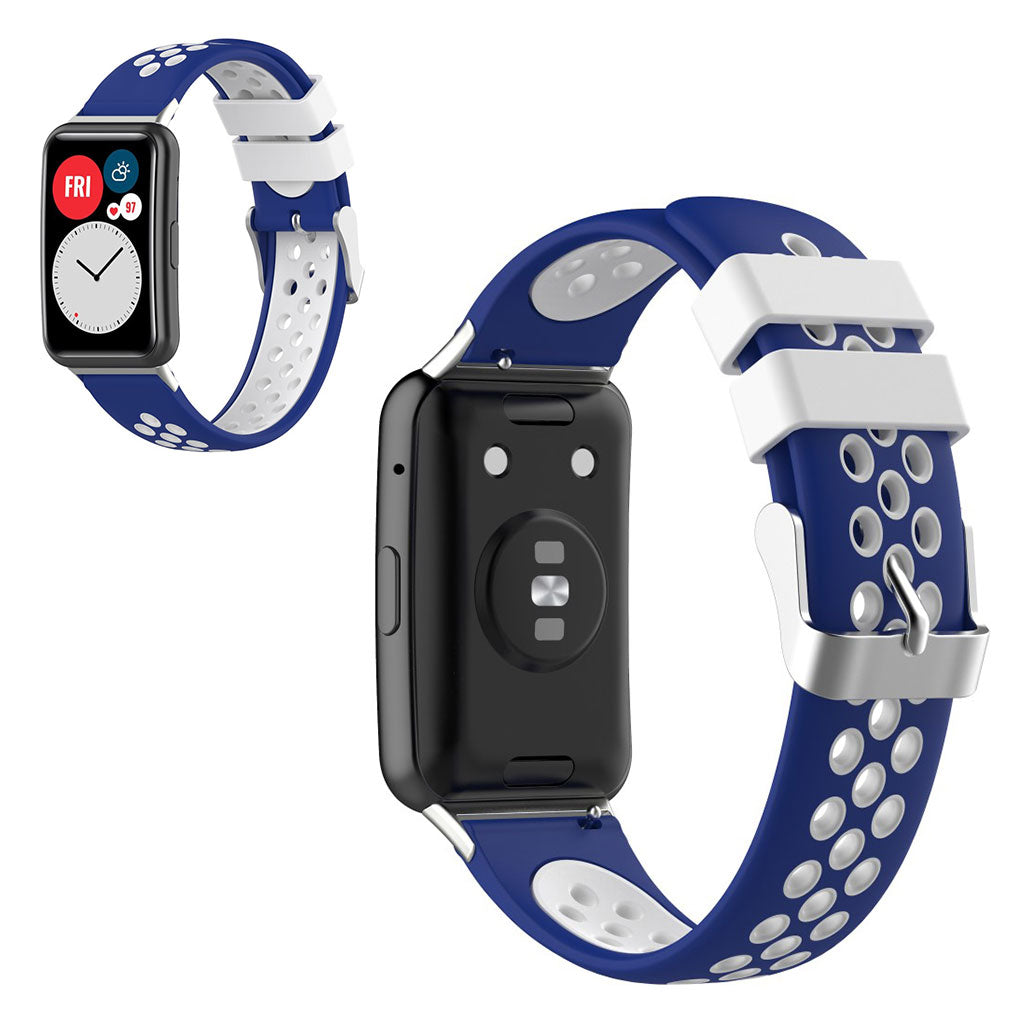 Huawei Watch Fit tweekleurig siliconenn horlogebandje - Zwart / Wit