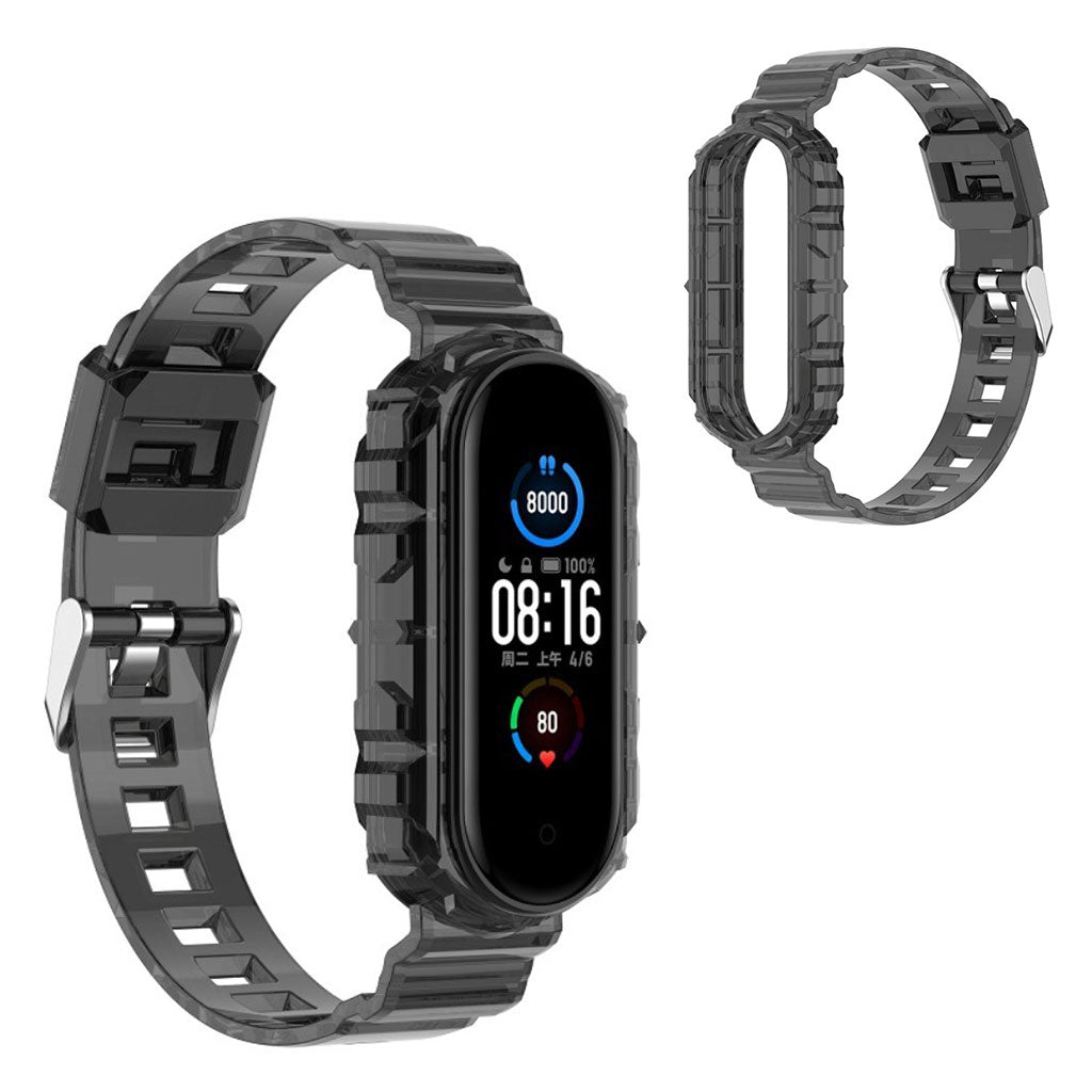 Xiaomi Mi Band 6 / 5 doorzichtige stijl horlogeband - Zwart