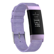 Fitbit Charge 3 stylish canvas Horlogeband - Purper