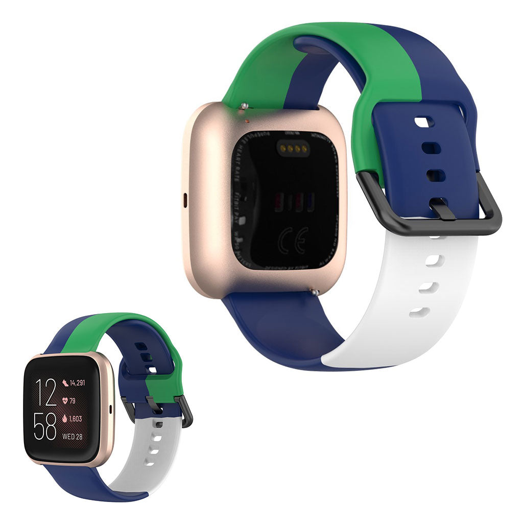 Fitbit Versa 2 / Versa Lite siliconenn armband in drie kleuren - Blauw / Groen / Wit