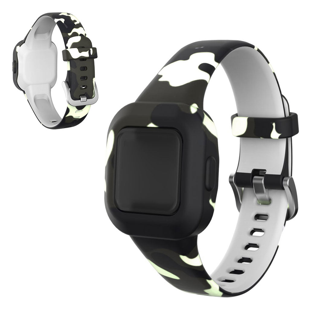 Garmin Vivofit Jr 3 patroon in siliconenn horlogeband - Camouflage Grijs / Wit