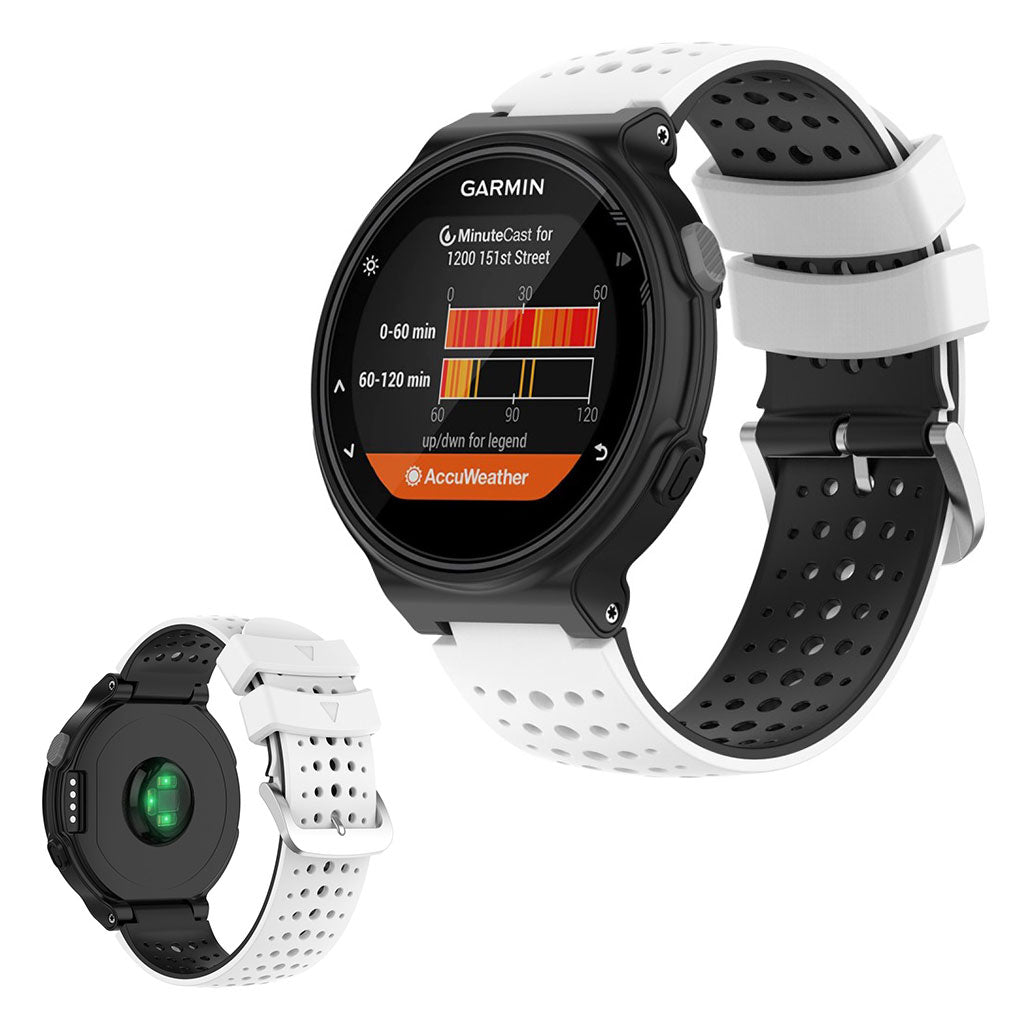 Tweekleurig siliconenn horlogebandje voor Garmin Forerunner toestellen - Wit / Zwart