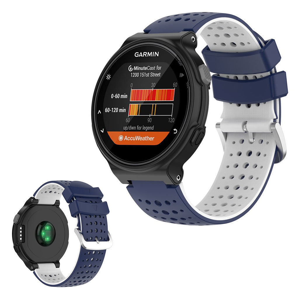 Tweekleurig siliconenn armband voor Garmin Forerunner toestellen - Blauw / Wit