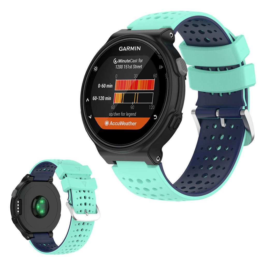 Tweekleurig siliconenn armband voor Garmin Forerunner toestellen - Cyaan / Donkerblauw