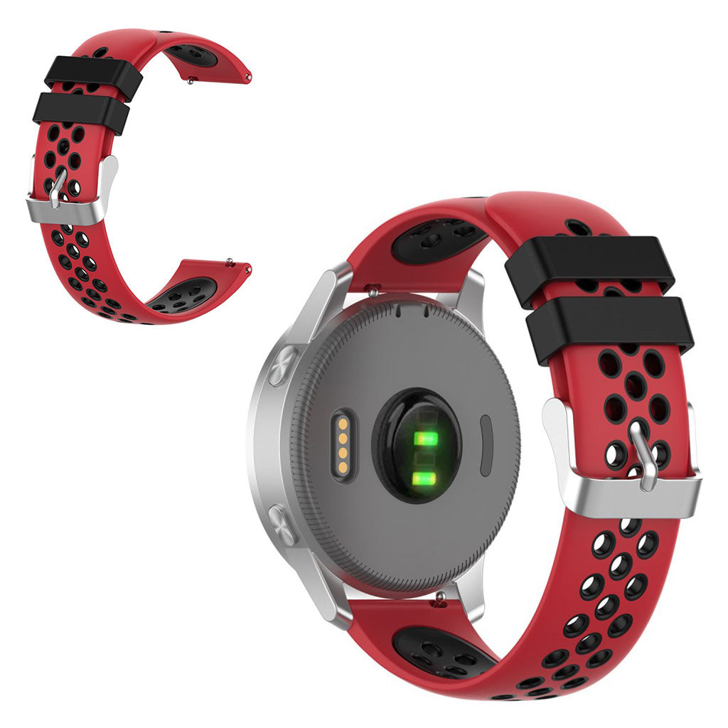18mm Garmin Vivoactive 4S / Vivomove 3S dubbele kleur siliconenn armband - Rood / Zwart