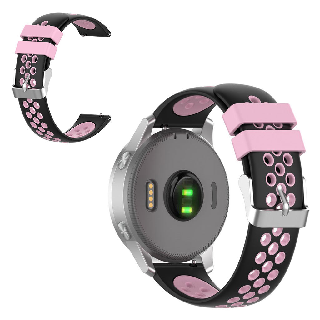 18mm Garmin Vivoactive 4S / Vivomove 3S dubbele kleur siliconenn armband - Zwart / Roze