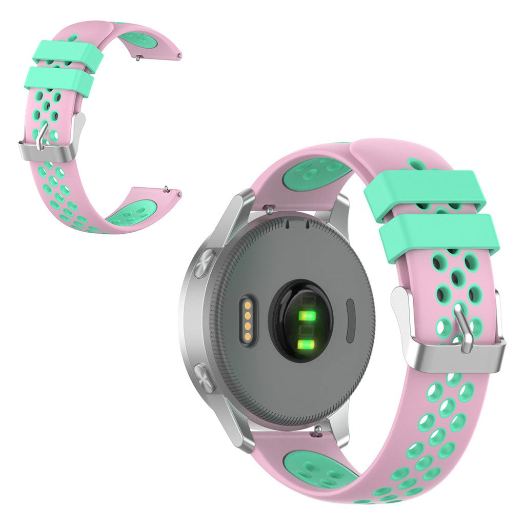 18mm Garmin Vivoactive 4S / Vivomove 3S dubbele kleur siliconenn armband - Roze / Cyaan