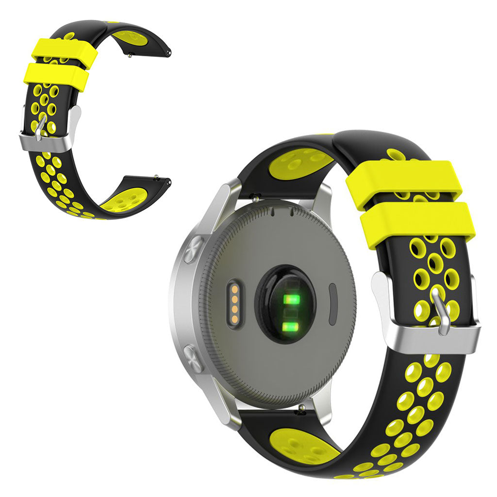 18mm Garmin Vivoactive 4S / Vivomove 3S dubbele kleur siliconenn armband - Zwart / Geel