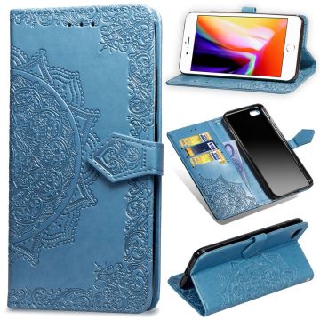 Mandala iPhone SE 2020 / iPhone SE (2022) / iPhone 7 leren etui - Blauw