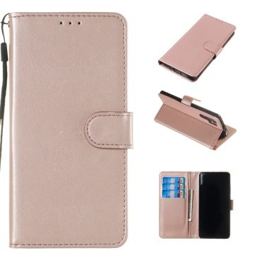 Solid Color Lederen Portemonnee Stand Telefoonhoesje Hoesje voor Huawei P30 Pro - Licht Roze