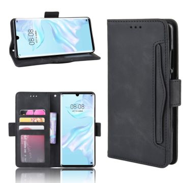 Lederen portemonnee hoesje met moderne vormgeving voor Huawei P30 Pro - Zwart