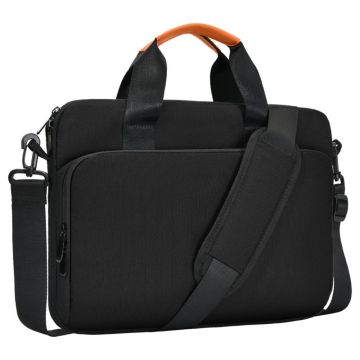 15,6 inch schouderlaptoptas in zakelijke stijl Multifunctionele notebookhoes met luchtkussenbescherming - Zwart