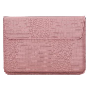 15,4" Laptop Sleeve Vegan Lederen Notebook Opbergtas met Krokodillenstructuur - Licht Roze