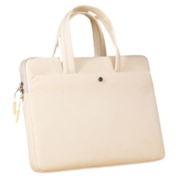 C81-15-15,6" Computerhoes Draagbare Laptoptas met Pluche Voering Opbergtas voor Laptop Accessoires - Beige