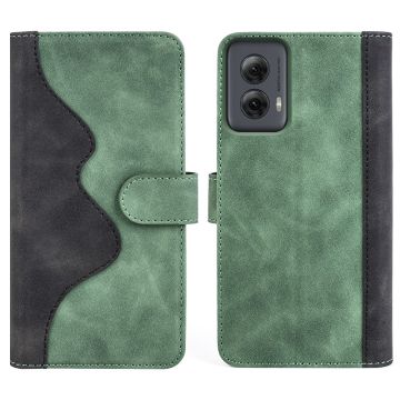 Tweekleurige leren flip case voor Motorola Moto G Power 5G (2024) - Groen