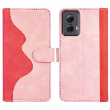 Tweekleurige leren flip case voor Motorola Moto G Power 5G (2024) - Roze