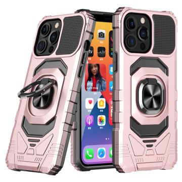 Duurzame harde plastic cover met zachte binnenkant en kickstand voor iPhone 11 Pro Max - Roze