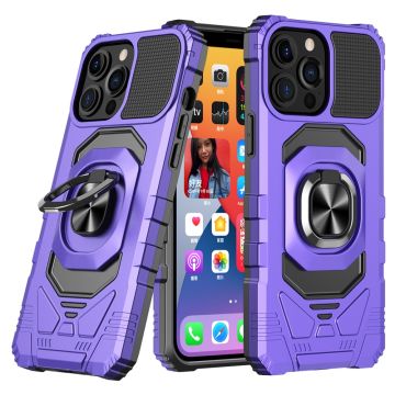 Duurzame harde plastic cover met zachte binnenkant en kickstand voor iPhone 11 Pro Max - Purper
