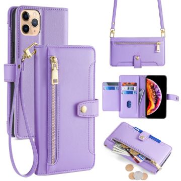 iPhone 11 Pro Max vegan lederen portemonnee rits case - Purper