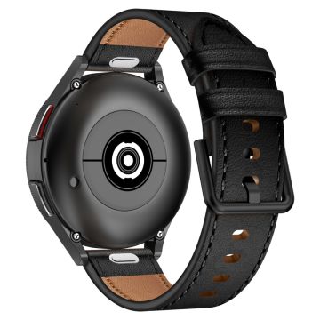 Huawei horloge GT 3 42mm / GT 3 Pro 43mm Bovenste laag koeienhuid Verstelbare polsband 20mm horlogeband - Zwart