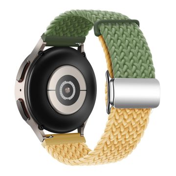 Huawei Watch GT 3 42mm / GT 3 Pro 43mm Universeel 20mm Geweven Band Magnetisch Zilver Gesp Horlogebandje - Groen + Geel