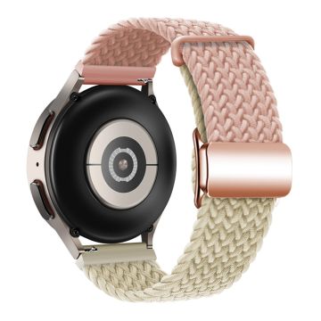 Huawei Horloge GT 3 42mm / GT 3 Pro 43mm Universele 20mm Horlogeband Magnetische Gesp Geweven Polsband - Roze + Sterlicht / Rosegouden Gesp