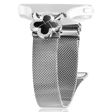 Huami Amazfit GTS 2e Milanese Band Electroplated Metal Watch Strap Clover Decor, Size: S - Silver  /  Black Shell