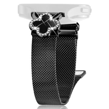 Huami Amazfit GTS 2e Milanese Band Stainless Steel Watch Strap Clover Decor, Size: S - Black  /  Black Shell