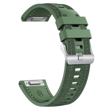22mm Horlogebandje Huawei Watch GT 5 Pro 46mm / GT 5 46mm / Samsung Galaxy Watch3 45mm Siliconen+Nylon Vervangingsbandje - Groen